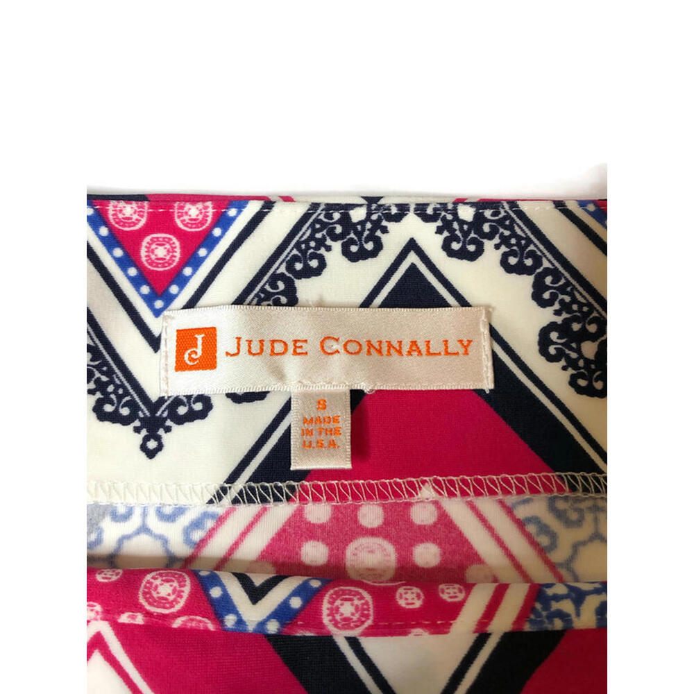 Jude Connally A Line Dress Cap Sleeve Pink Geometric Chevron Print Pockets S - Picture 7 of 9
